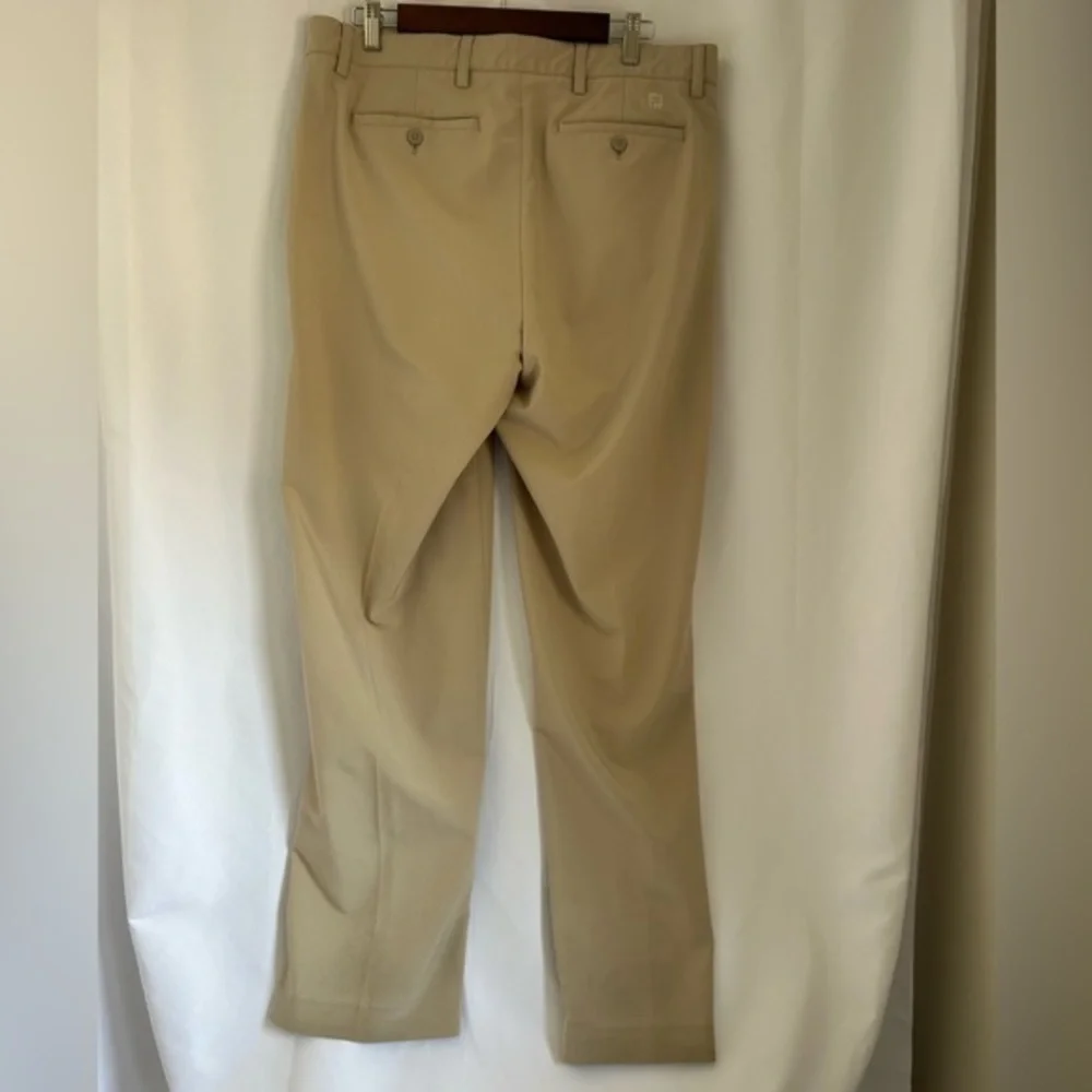 FootJoy Mens‎ Pants Beige 35x32 Stretch Polyester Chino Golf Flat Front Pants